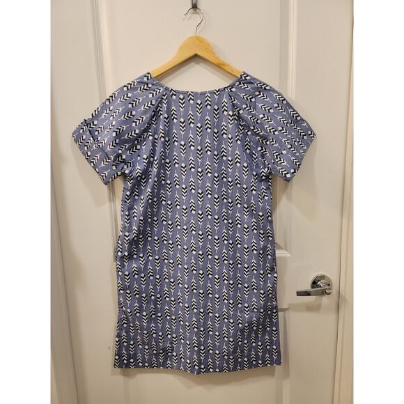 Anthropologie Feather Print Cotton Shift Dress with pockets - Picture 3 of 7